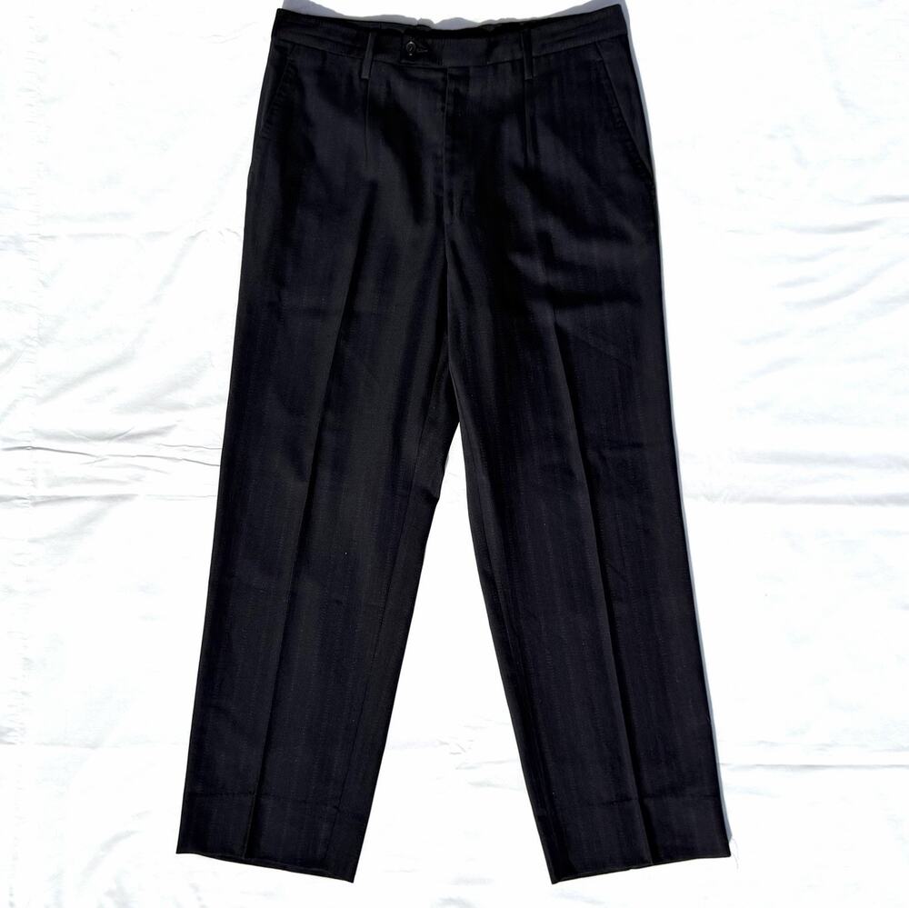 Dolce & Gabbana Men’s 32X29 Flat Front Trouser Pants Black Red